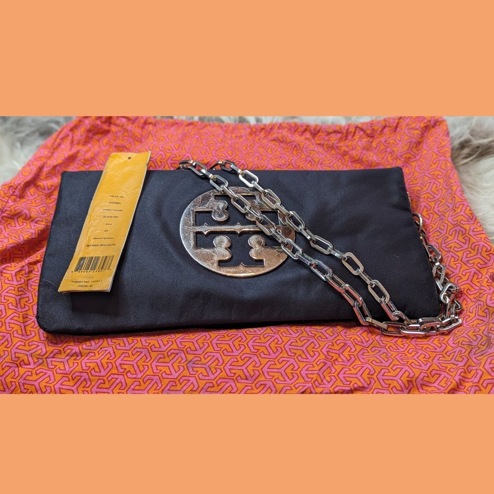 Authentic Tory Burch Silk Wool REVA Clutch